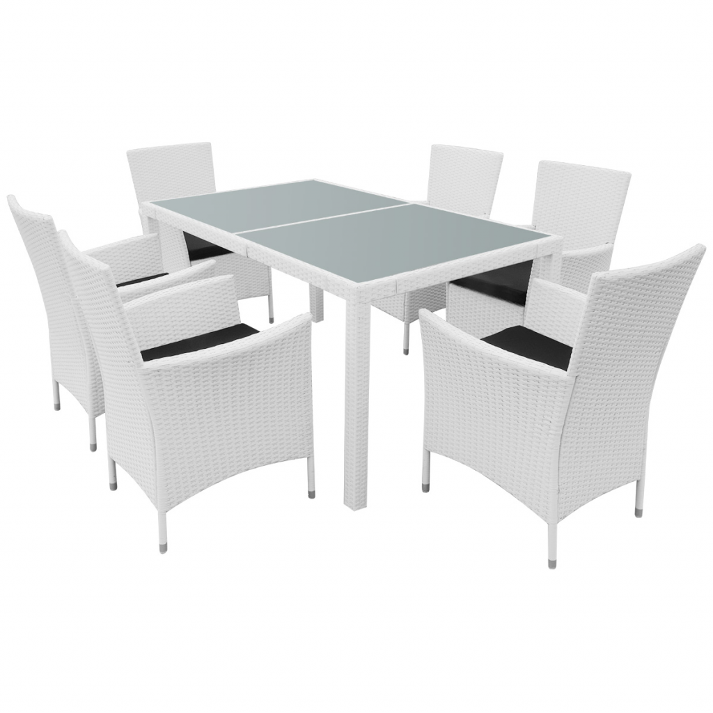 Affordable Variety / 13 Piece Garden Dining Set Poly Rattan Cream White
