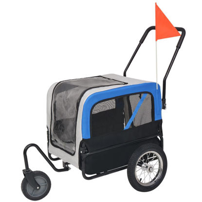 Picture of 2-in-1 Pet Bike Trailer And Jogging Stroller Gray and Blue