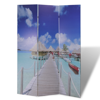 Picture of 3-Panel Room Divider Folding Double Sided Screen Beach Print 47.2" x 70.9"