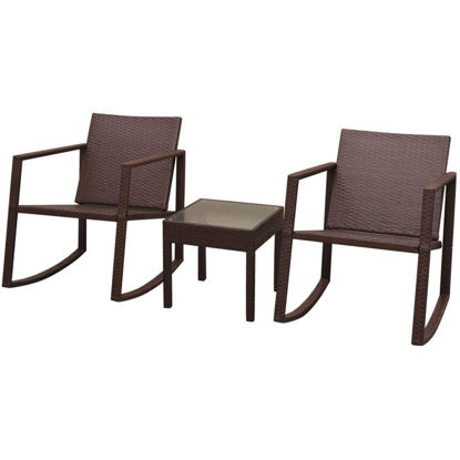 Picture of Outdoor Rocking Chair and Table Set - Brown