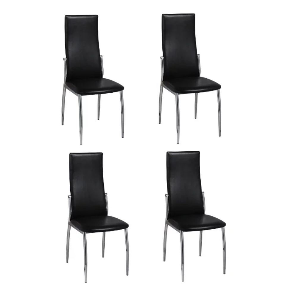 Affordable Variety / 4 Dining chairs chrome black leather