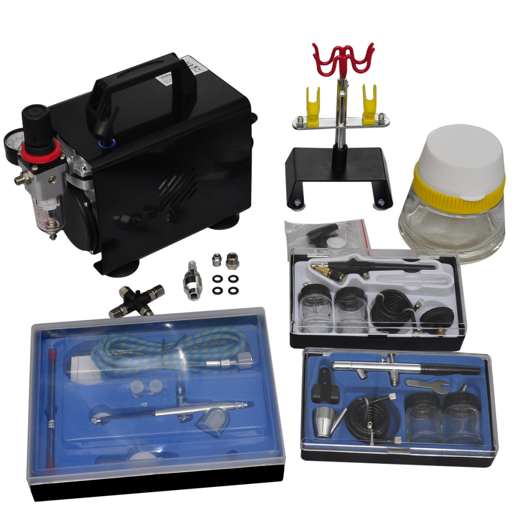 Affordable Variety / Airbrush Compressor Set with 3 Pistols 10" x 5.3