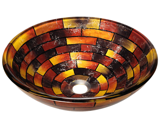 Picture of Bathroom Glass Sink Classic Bowl-Shaped Vessel - Stained Glass