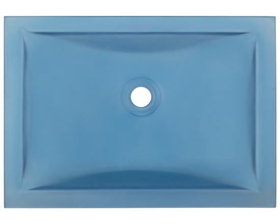 Picture of Bathroom Glass Undermount Sink Rectangular - Blue Frosted