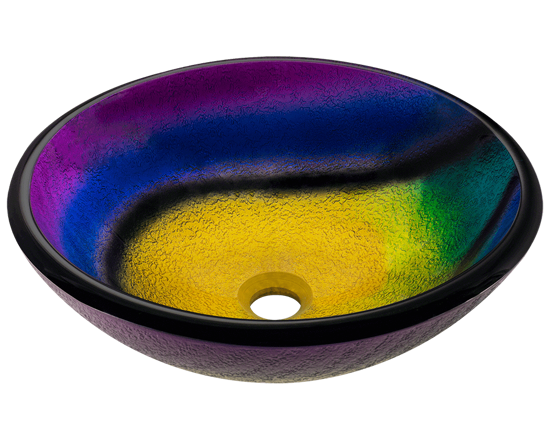 Picture of Bathroom Sink Glass Vessel - Frosted Rainbow