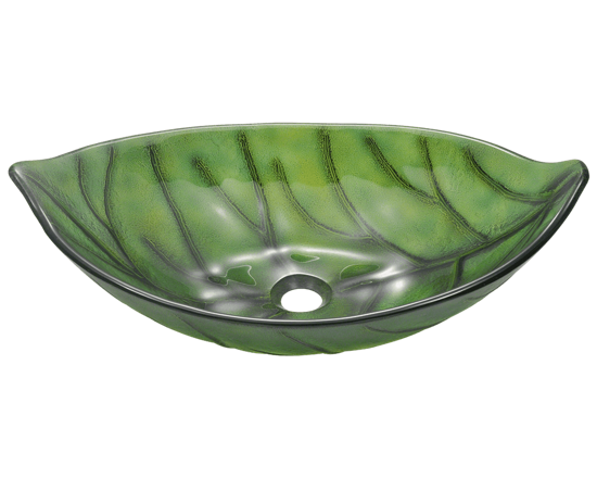 Picture of Bathroom Sink Leaf-Shaped Bowl Vessel - Colored Glass