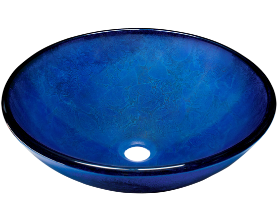 Picture of Bathroom Sink Vessel - Blue Glass Foil Undertone