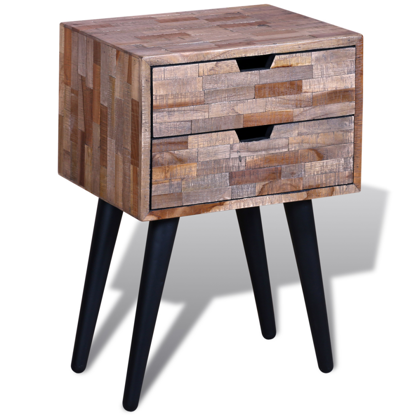 Picture of Bedroom Bedside Cabinet with 2 Drawers - Reclaimed Teak