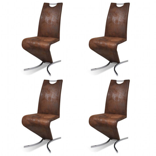Picture of Cantilever Dining Chairs 4 pcs Artificial Leather Brown