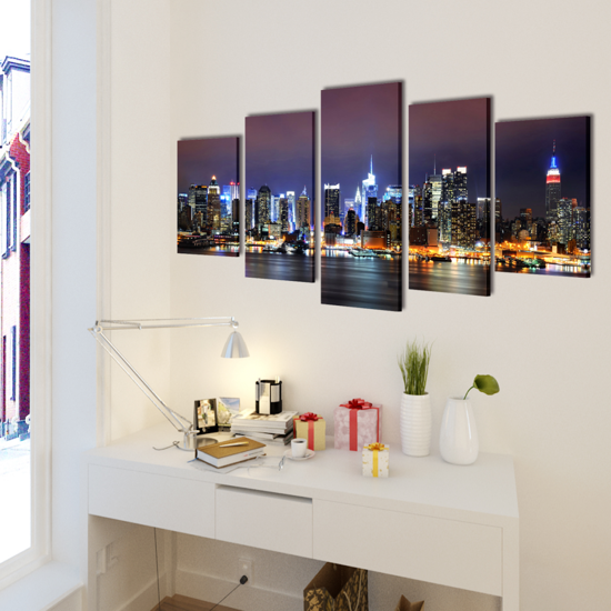 Picture of Canvas Wall Print Set Colorful New York Skyline 39" x 20"
