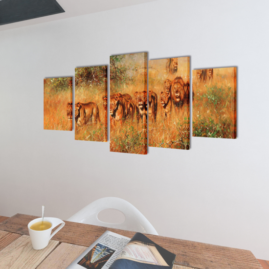 Picture of Canvas Wall Print Set Lions 39" x 20"