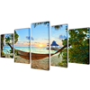 Picture of Canvas Wall Print Set Sand Beach with Hammock 39" x 20"