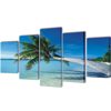 Picture of Canvas Wall Print Set Sand Beach with Palm Tree 39" x 20"