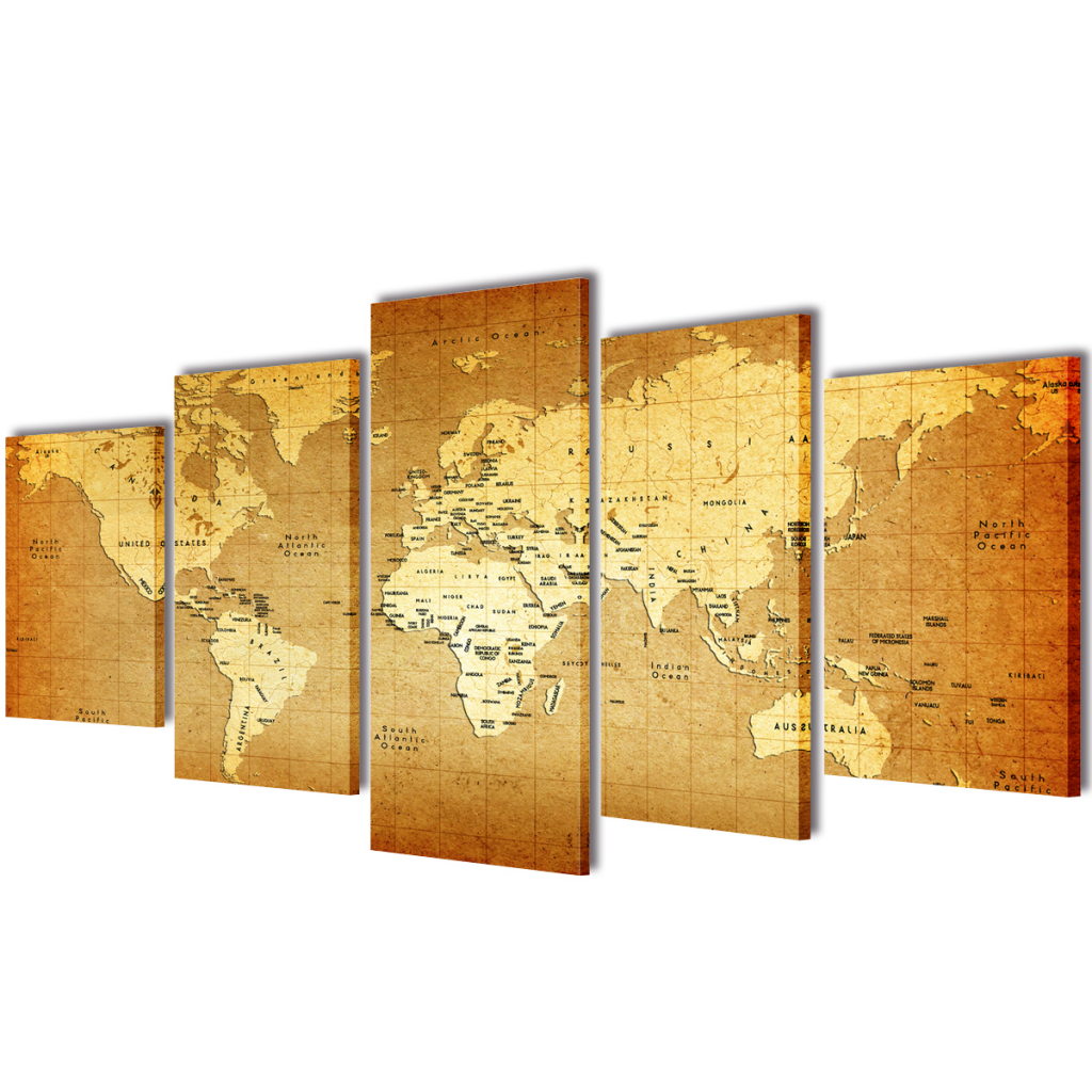 Affordable Variety / Canvas Wall Print Set World Map 79" x 39"