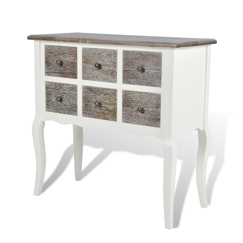 Affordable Variety / Console 6 Drawers White Wooden