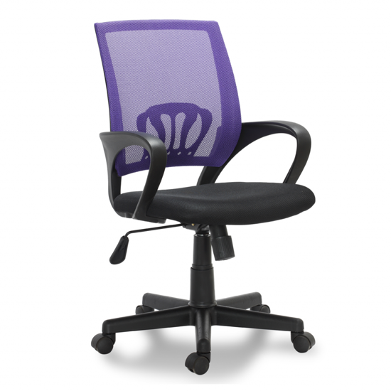 Picture of Desk Office Chair Swivel Stool Adjustable Seat - Black/Purple