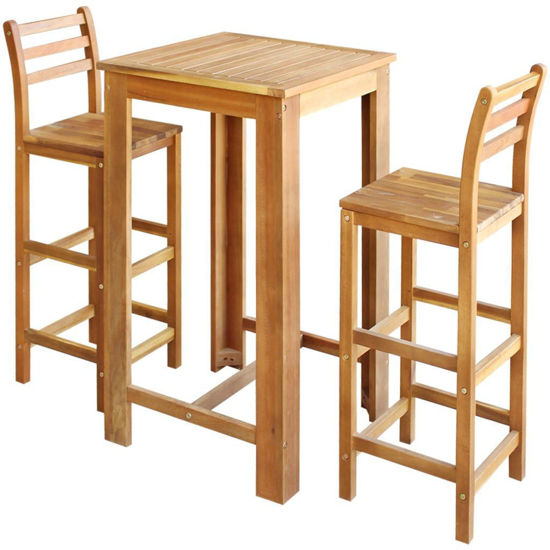 Picture of Dining Bar Table and Stool Set - 3 pcs Solid Acacia Wood
