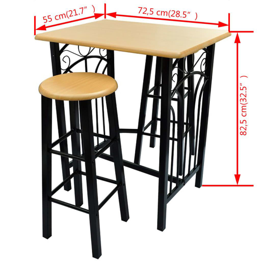 Affordable Variety / Dining Bar Table and Stool Set Wood and Steel