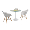 Picture of Dining Chair with Armrests and Beech Wood Legs - White 2 Pc
