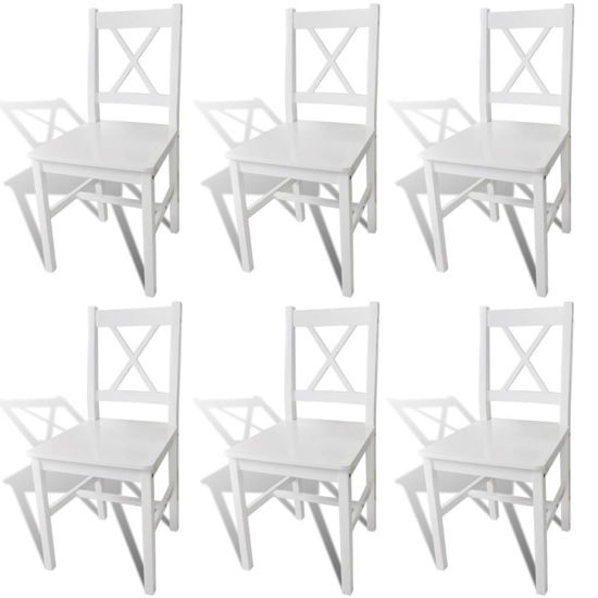 Picture of Dining Chairs 6 pcs Wood White