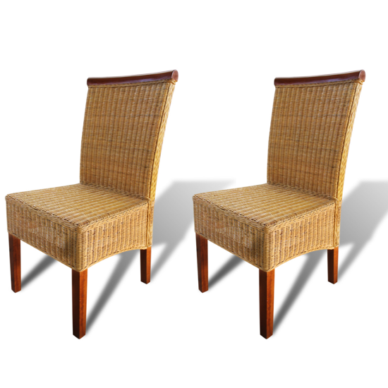 Picture of Dining Chairs Brown Rattan - 2 pcs