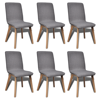 Picture of Dining Chairs Fabric Oak - 6 pcs Dark Gray