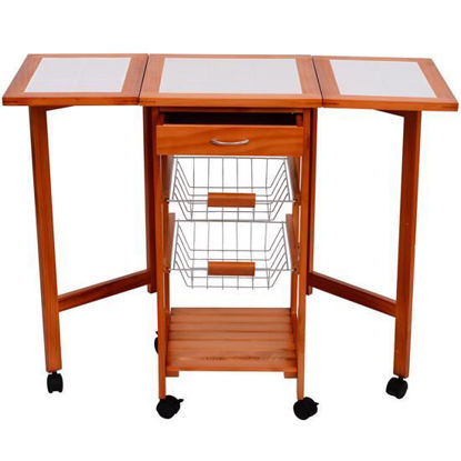 Picture of Dining Rolling Kitchen Trolley Cart Top Drop