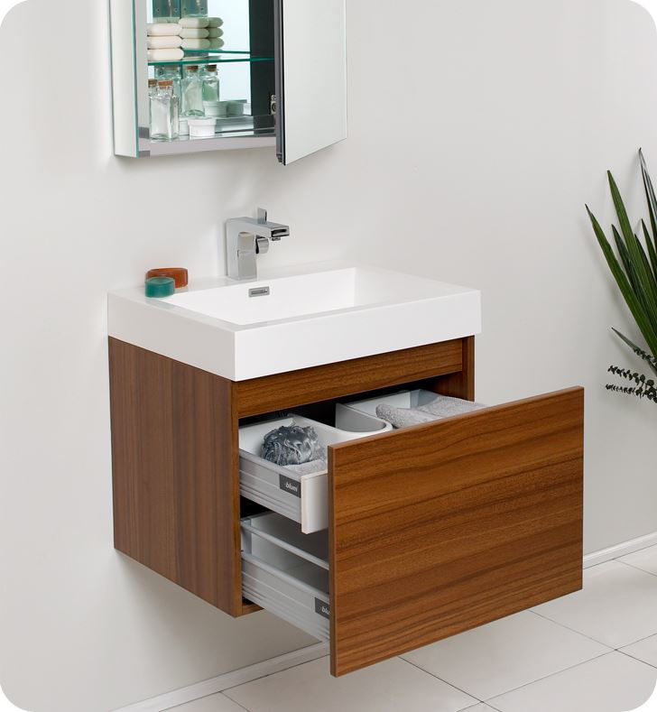 Affordable Variety / Fresca Nano 24" Teak Modern Bathroom Vanity with
