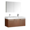 Picture of Fresca Vista 48" Teak Wall Hung Double Sink Modern Bathroom Vanity w/ Medicine Cabinet