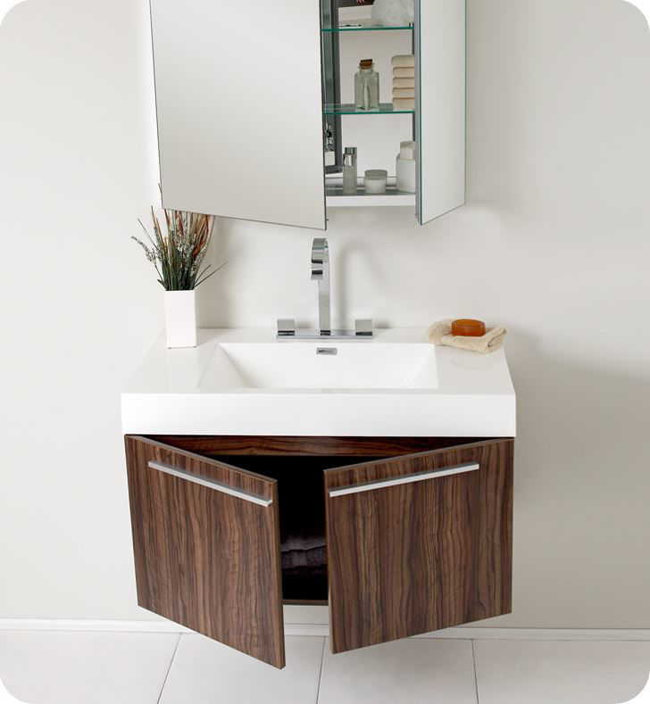Affordable Variety / Fresca Vista Walnut Modern Bathroom Vanity w
