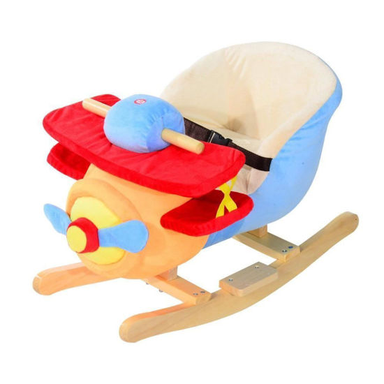 Picture of Kids Plush Rocking Horse Airplane with Nursery Rhyme Sounds