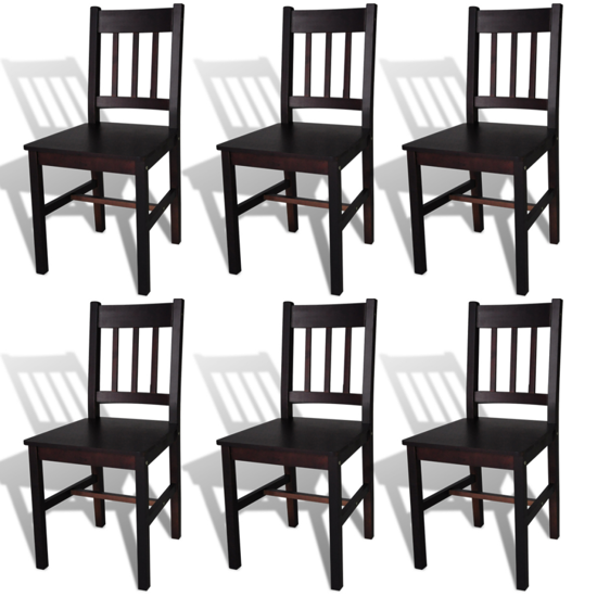 Affordable Variety / Kitchen Dining Chair 6 pcs Brown Wood