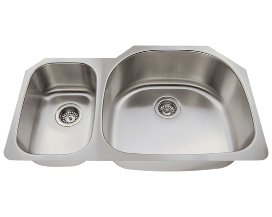 Picture of Kitchen Double Bowl Undermount Sink Offset Stainless Steel