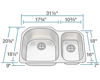 Picture of Kitchen Offset Double Bowl Undermount Sink - Stainless Steel