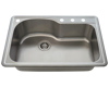 Picture of Kitchen Offset Single Bowl Topmount Sink - Stainless Steel