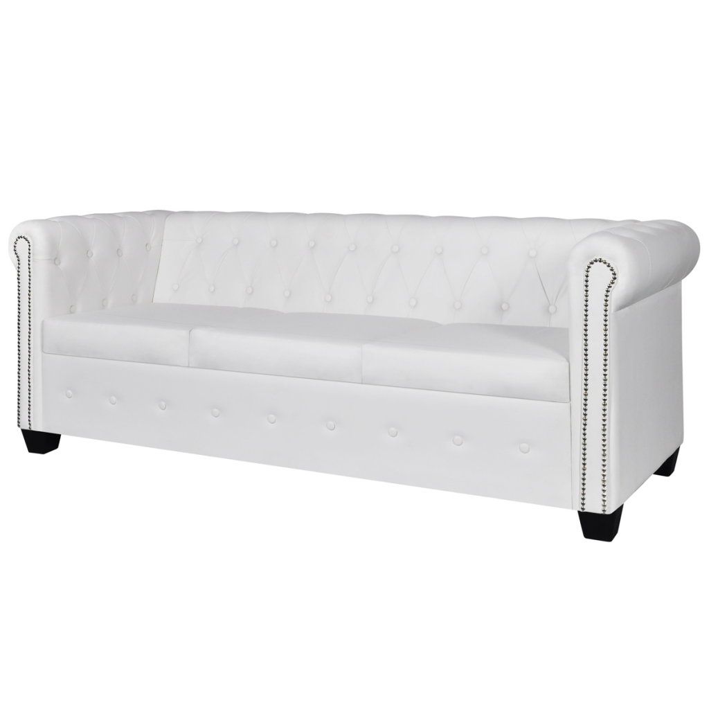 Affordable Variety / Living Room 3Seater Sofa Chesterfield White