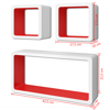 Picture of Living Room Floating Wall Display Cubes Shelves - 3 pcs White with Red