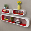 Picture of Living Room Shelf Floating Wall Display Cubes Shelves - Matte White and Red