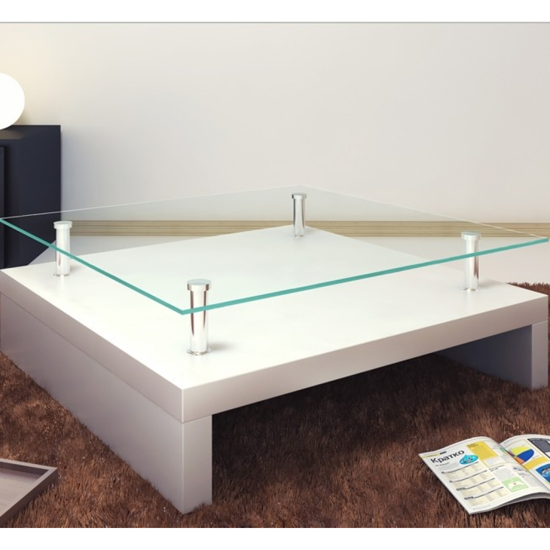 Picture of Living Room Square Glass Coffee Table  - White