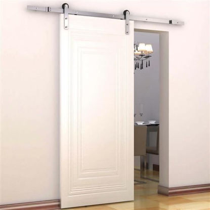 Picture of Modern 6' Interior Sliding Barn Door Kit Hardware Set - Flat Stainless