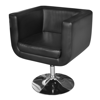 Picture of Modern Adjustable Swivel Artificial Leather Arm Chair with Chrome Base - Black