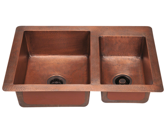 Picture of Offset Double Bowl Copper Sink