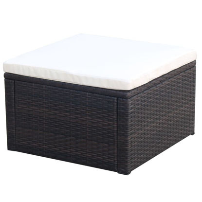Picture of Ottoman Footstool 21" - Poly Rattan - Brown