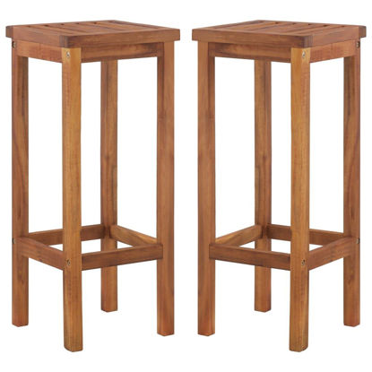 Picture of Outdoor Bar Chairs - 2 pcs Solid Acacia Wood