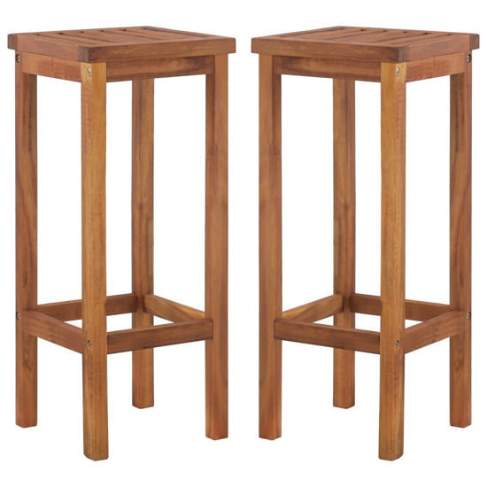 Picture of Outdoor Bar Chairs - 2 pcs Solid Acacia Wood