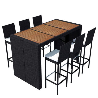 Picture of Outdoor Dining Set - Poly Rattan - Acacia Wood Tabletop