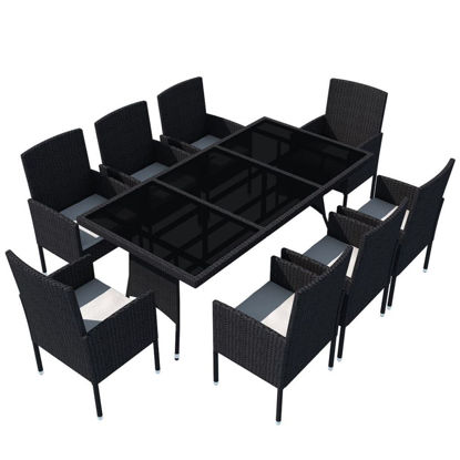 Picture of Outdoor Dining Set - Poly Rattan - Black