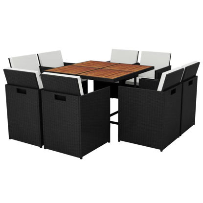 Picture of Outdoor Dining Set - Poly Rattan - Black