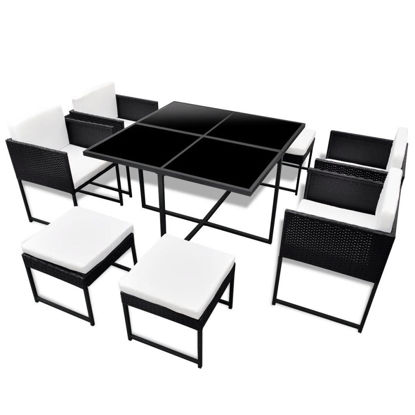 Picture of Outdoor Dining Set - Poly Rattan - Black