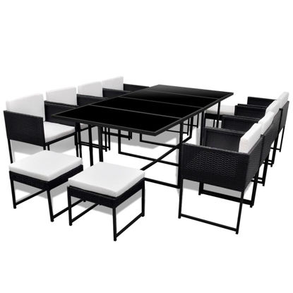 Picture of Outdoor Dining Set - Poly Rattan - Black